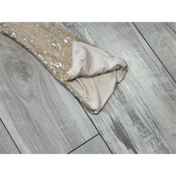 Wild Fable sequin holiday bell sleeve semi crop top elegant bling cream blouse s - Picture 5 of 10